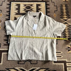 NEW-Quince XL Short-Sleeve Linen Camp Shirt in Natural